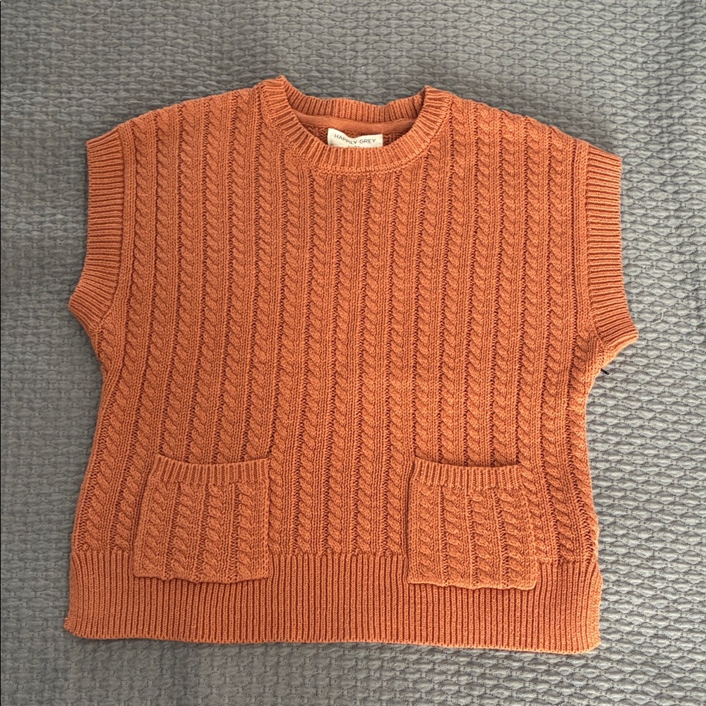 Excellent condition - Sleeveless Cable-Knit Pocket Sweater Vest - Rust Orange